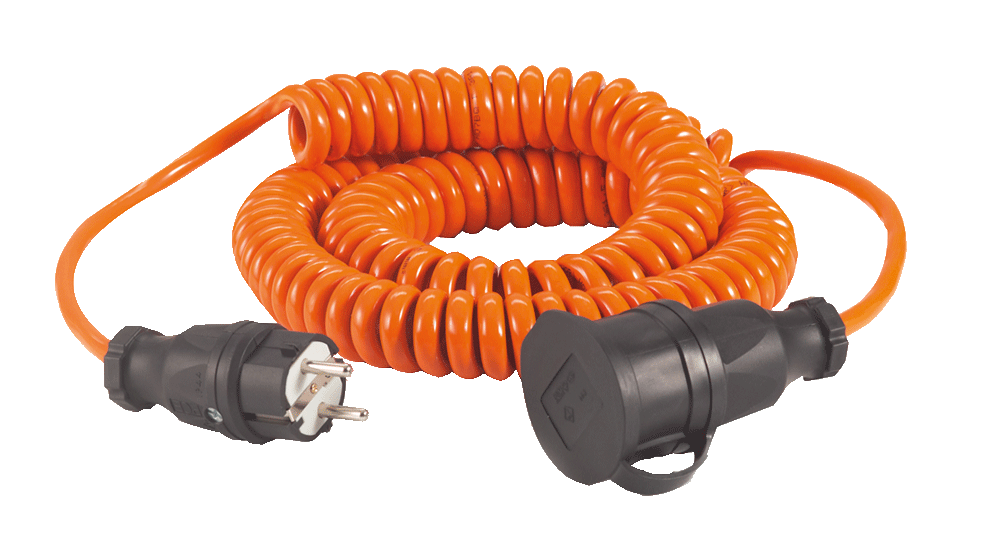 Câble spiralé avec 1 pince inox Heavy Duty 235 mm et 1 œillet, 5 m