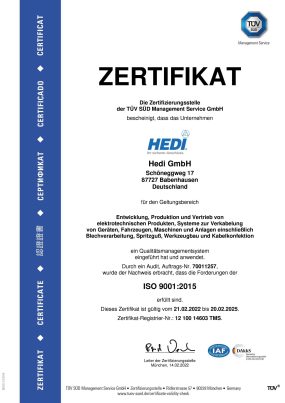 HEDI ISO 90012015 Zertifikat